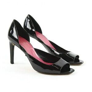 Kate Spade Black Patent Leather D'Orsay Minimal Open Toe Kitten Heels Pumps 8.5